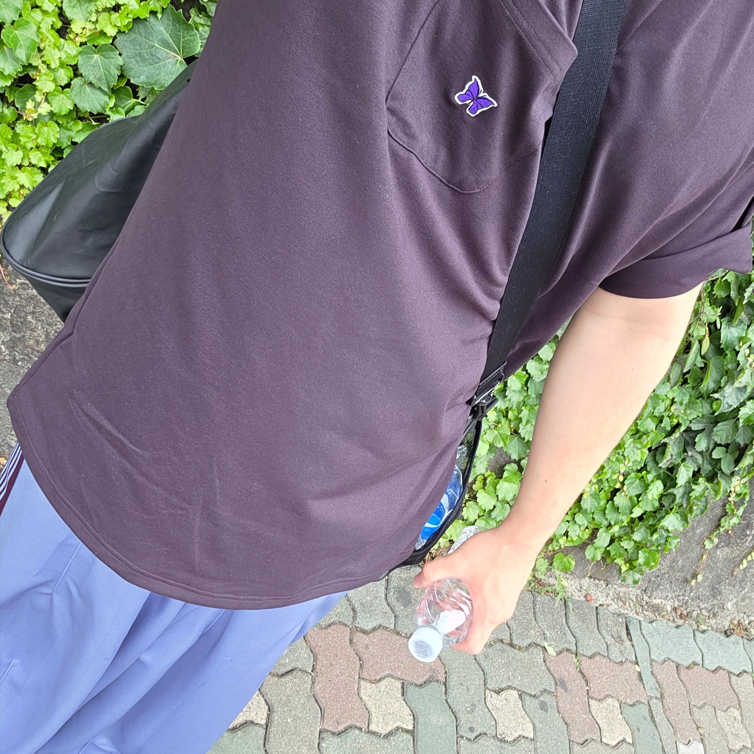 Needles S/S Crew Neck T-Shirt Poly Jersey Dk. Purple 착용 스타일