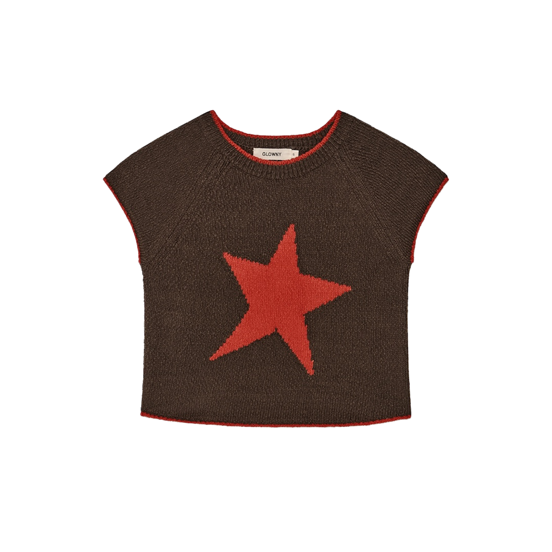- (W) Glowny Candy Pop Knit Top Brown