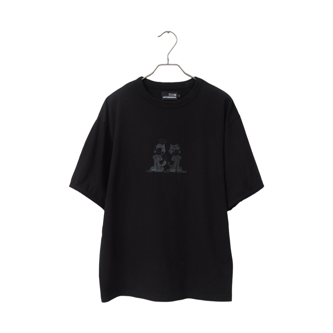 - Hatchingroom x Felix the Cat Devil & Angel Felix Ringer T-Shirt Black