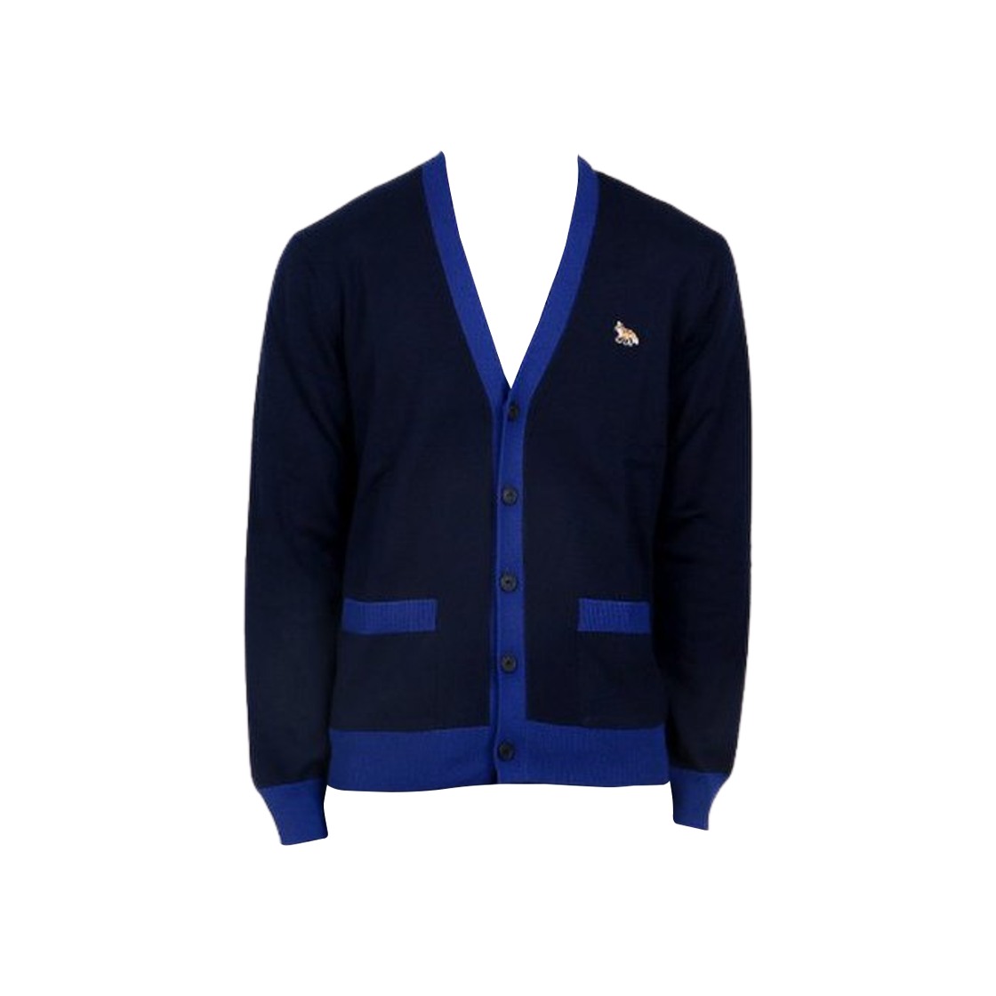 MM00505KT1036-P476 Maison Kitsune Baby Fox Patch Regular Cardigan Ink Blue