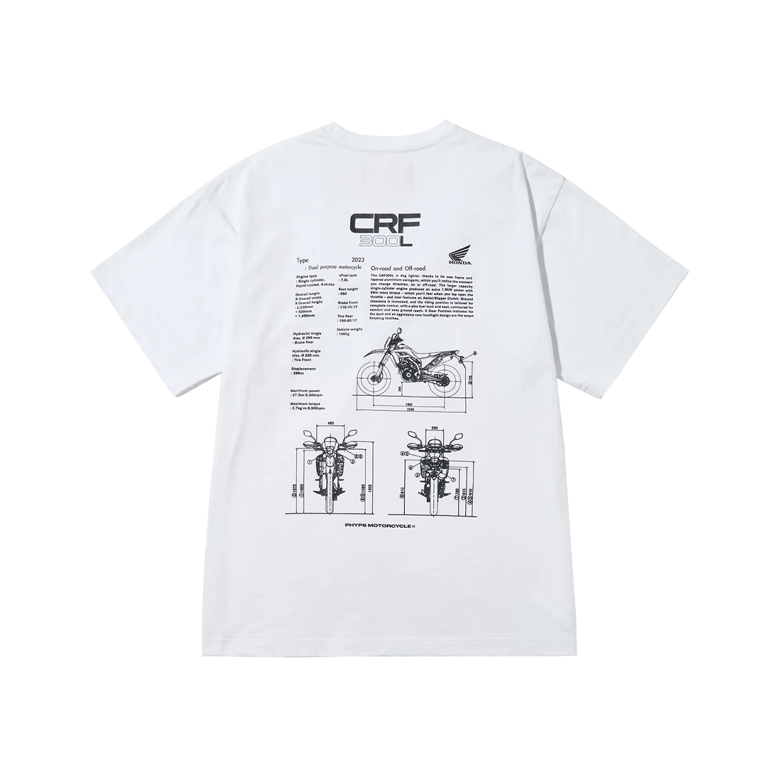 혼다 CRF 300L 모델링 숏슬리브 화이트(Honda CRF 300L Modeling Short Sleeve White) - 2