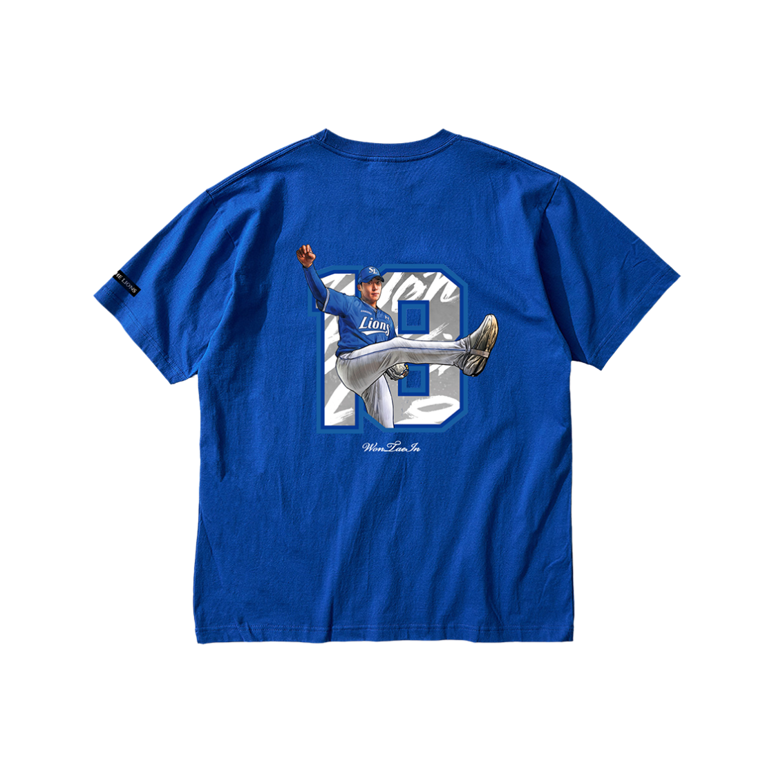 [예약배송] 삼성라이온즈 선수 일러스트 콜라보 티셔츠 원태인 블루([예약배송] Samsung Lions Player Illustration T-Shirt WonTaeIn Blue)