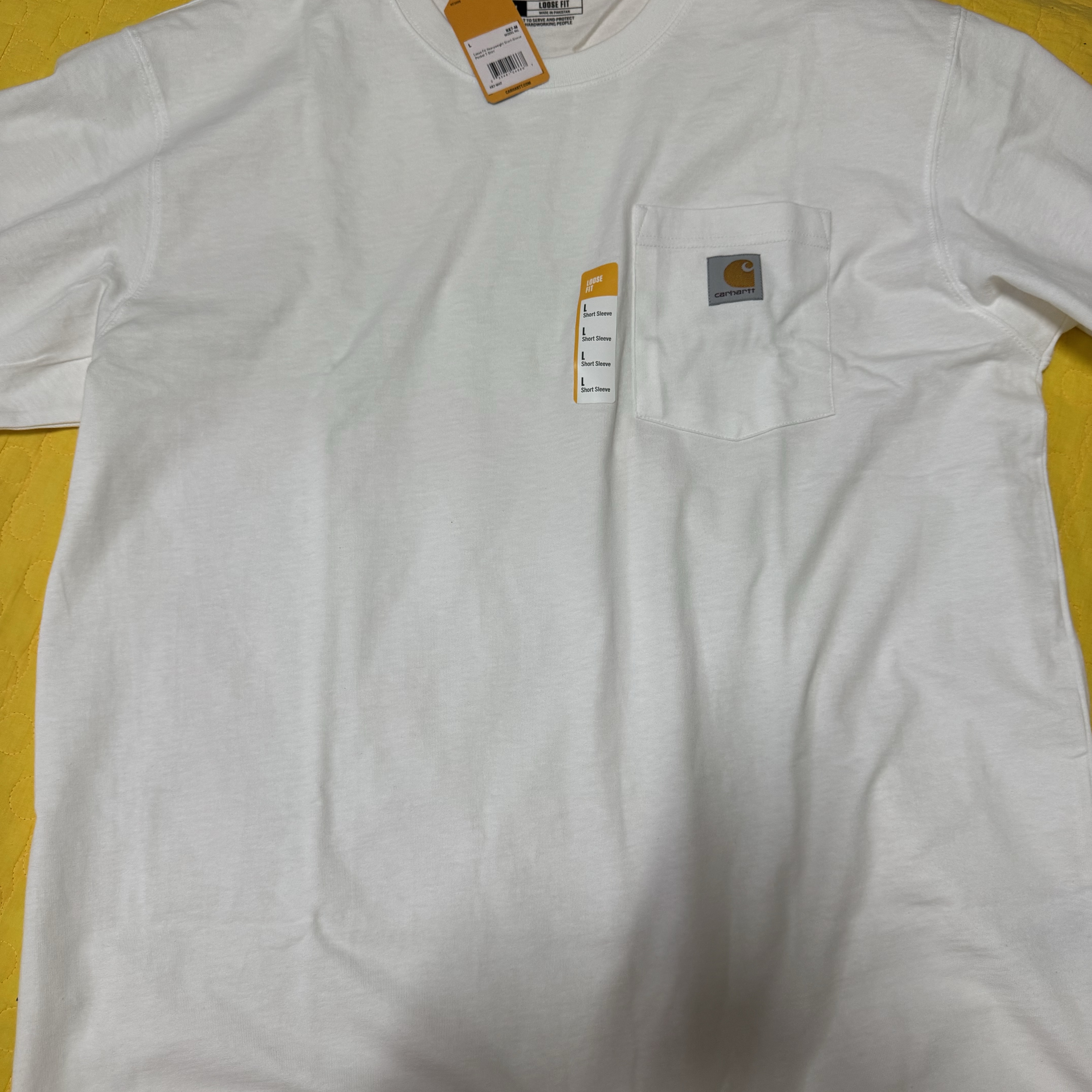 Carhartt Loose Fit Heavyweight Regular Short Sleeve Pocket T-Shirt White 착용 스타일