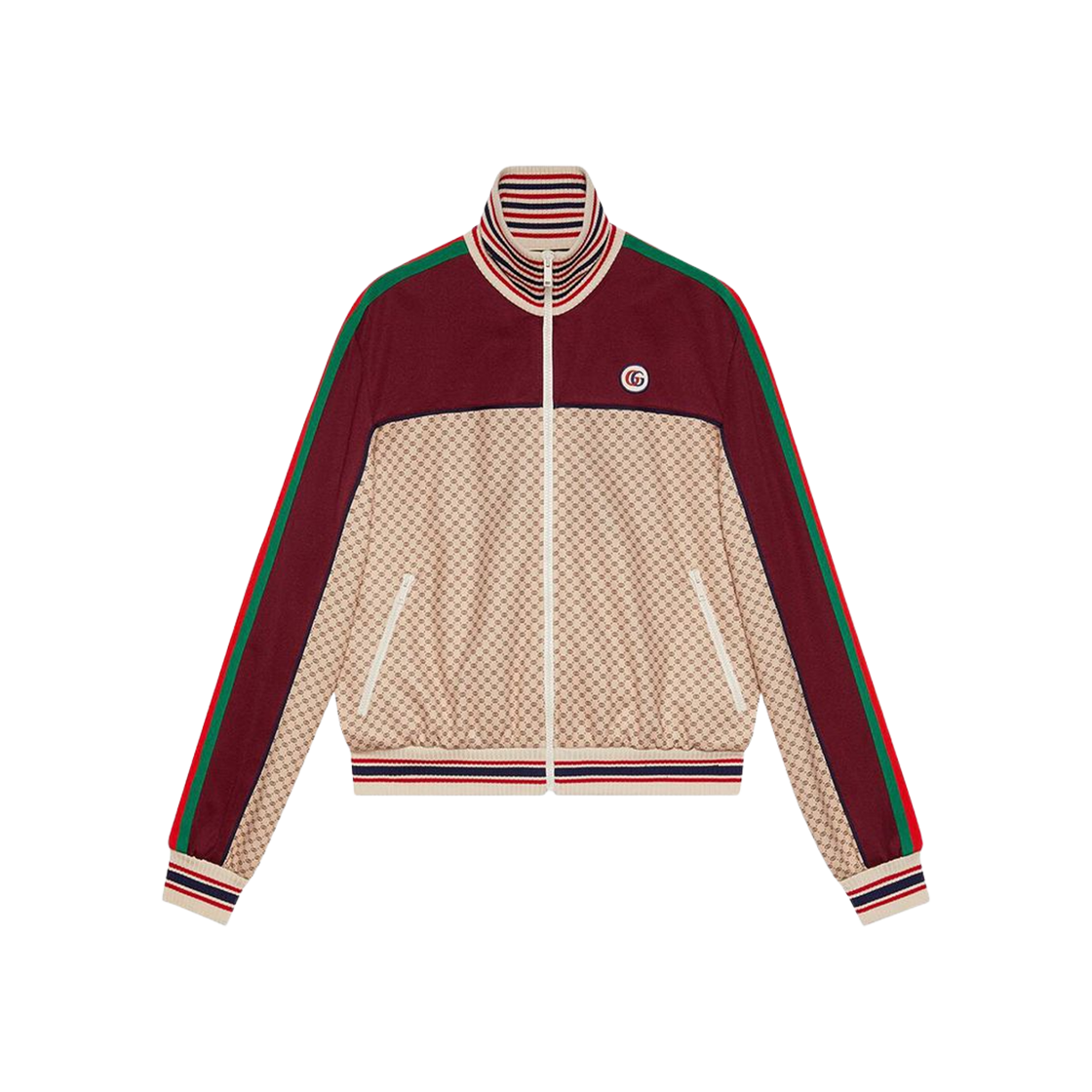 (W) 구찌 인터로킹 G 프린트 저지 자켓 베이지 카멜((W) Gucci Interlocking G Print Jersey Jacket Beige Camel) - 1