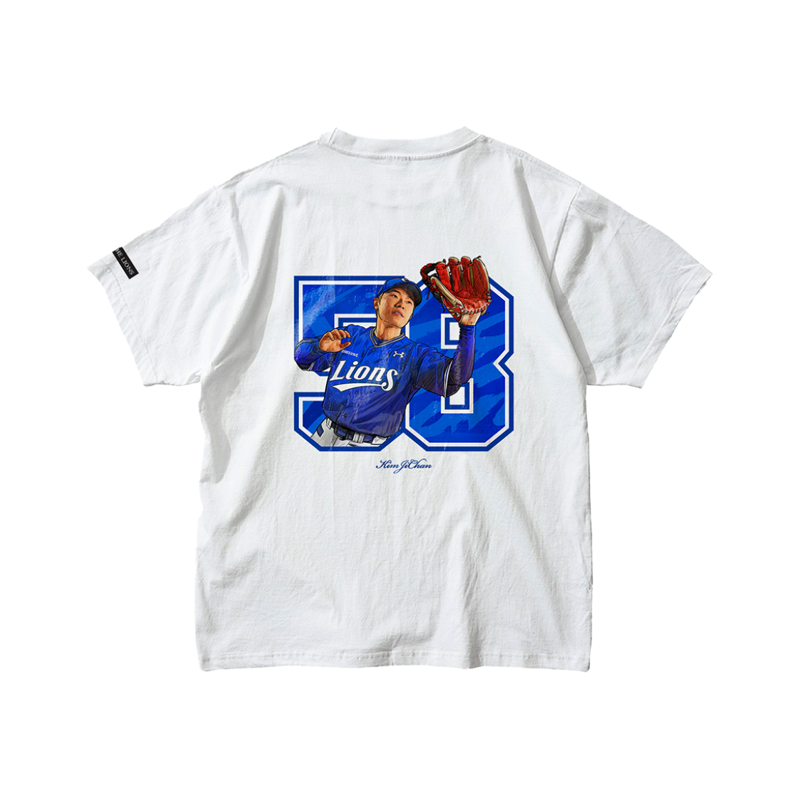 [예약배송] 삼성라이온즈 선수 일러스트 콜라보 티셔츠 김지찬 화이트([예약배송] Samsung Lions Player Illustration T-Shirt KimJiChan White)