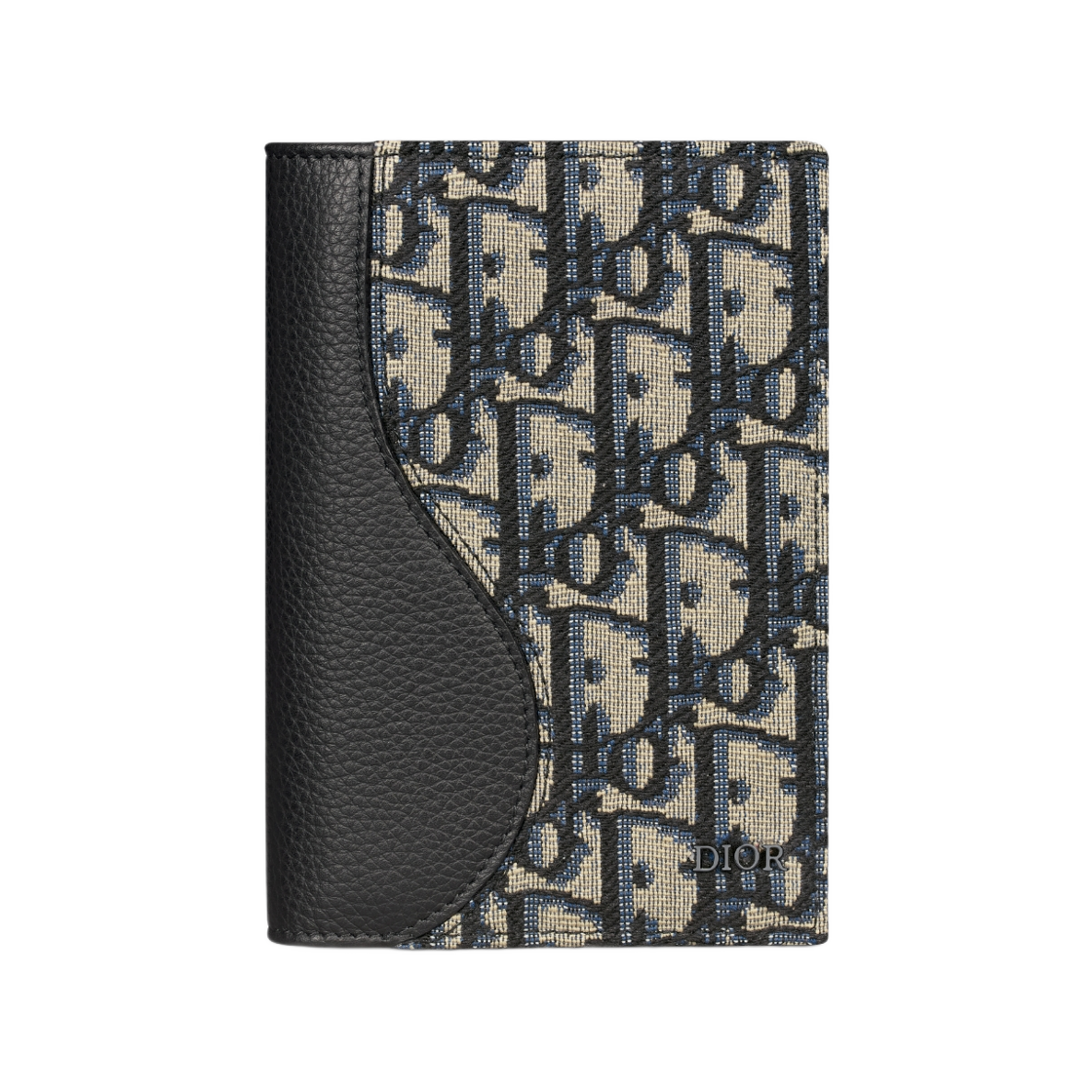 2ADPH020YKS-H27E Dior Saddle Passport Cover Grained Calfskin Marquetry with Dior Oblique Jacquard Black Beige