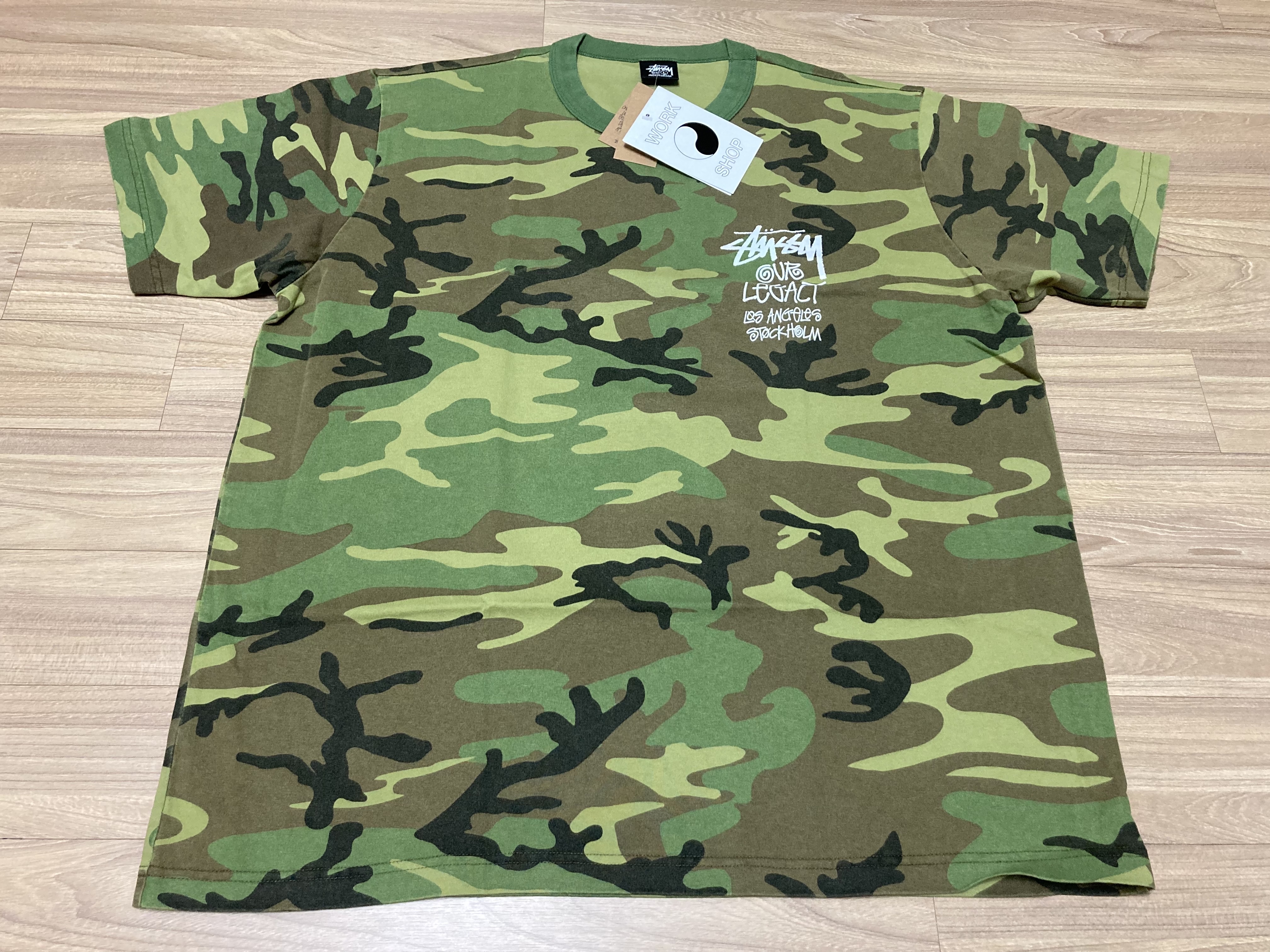 Stussy x Our Legacy Work Shop Surfman Pigment Dyed T-Shirt Camo 착용 스타일 - 1
