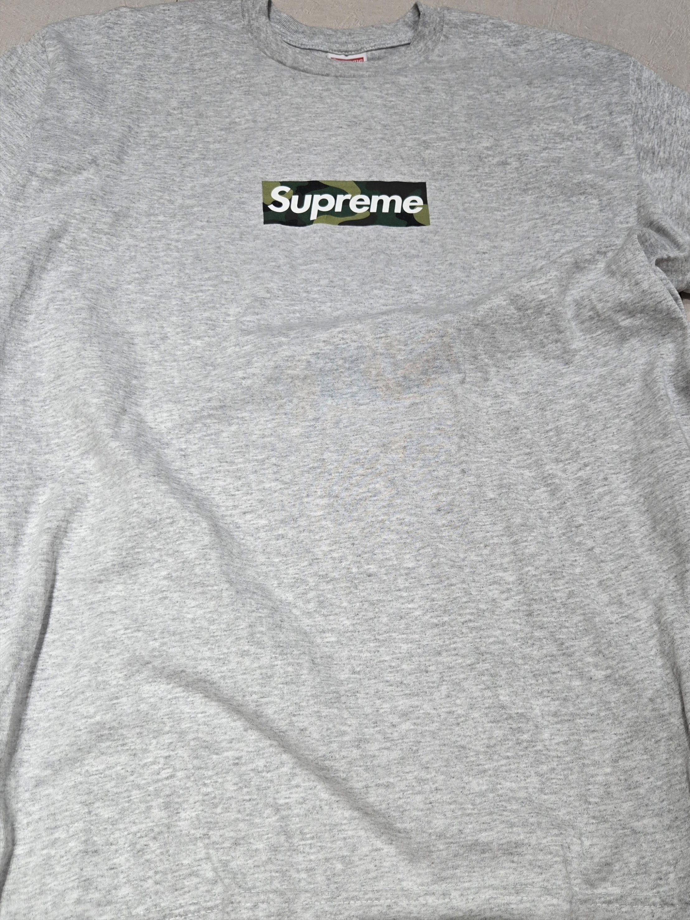 Supreme Box Logo T-Shirt Ash Grey - 23FW 착용 스타일