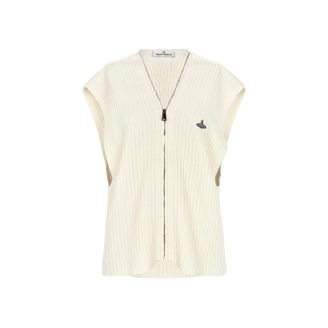 3803004Q-Y0037-A408 (W) Vivienne Westwood Jess Zip Wool Cashmere Vest Cream