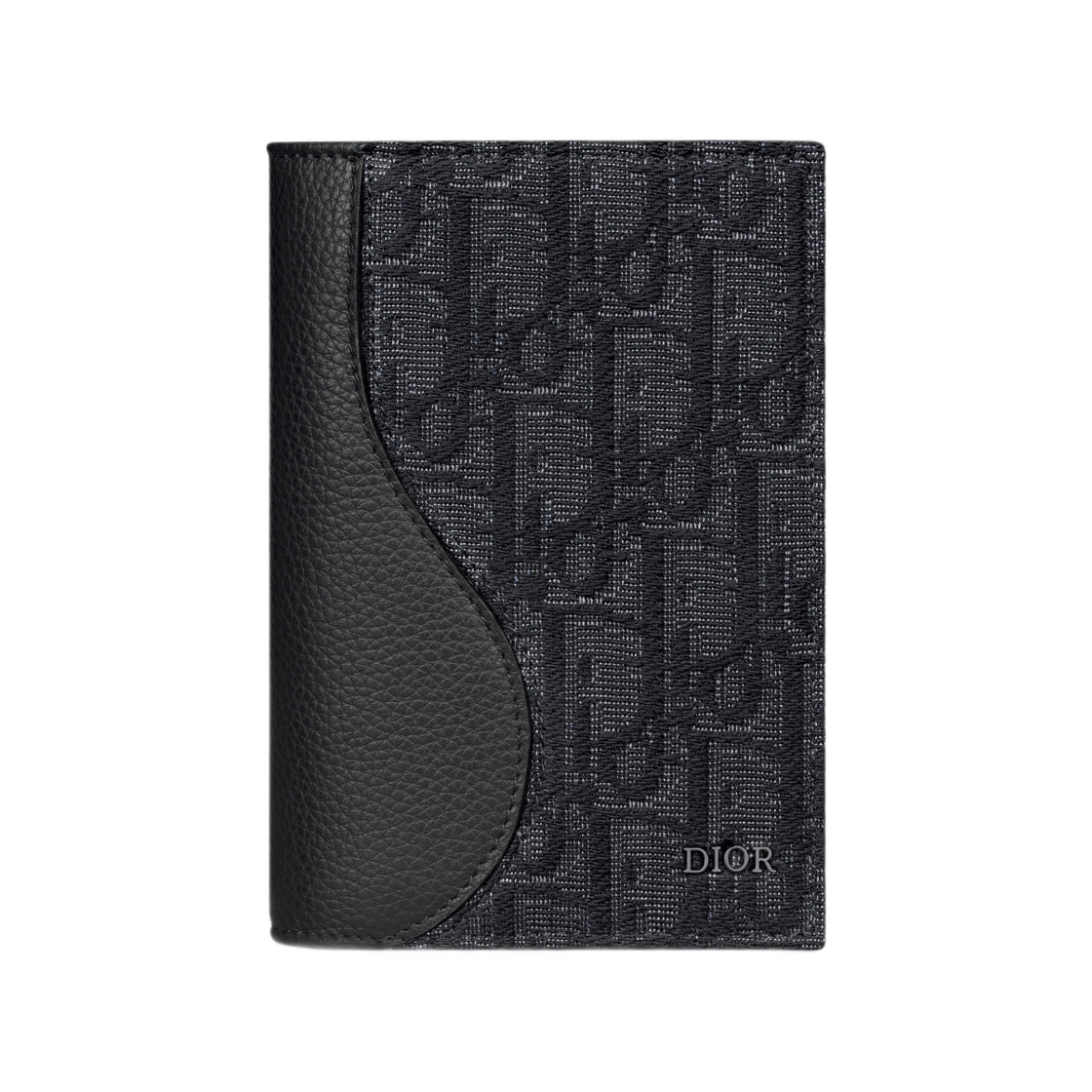 2ADPH020YKS-H03E Dior Saddle Passport Cover Grained Calfskin Marquetry and Dior Oblique Jacquard Black