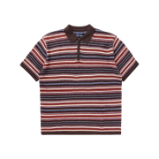 Thisisneverthat Striped Short Sleeve Knit Polo Red