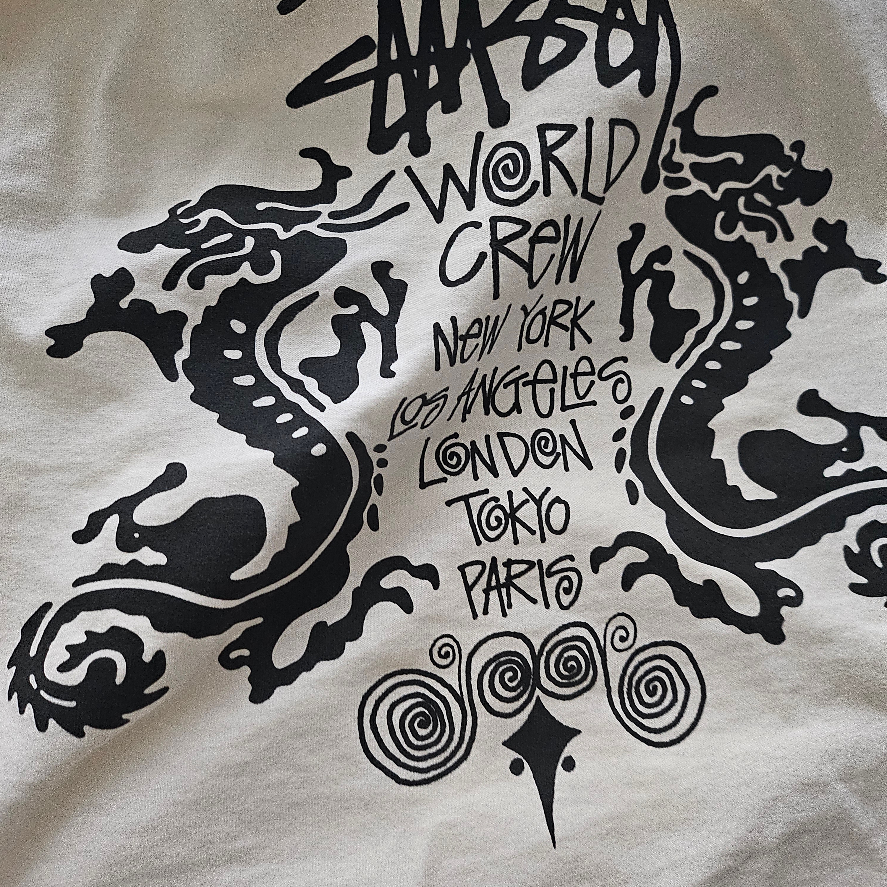 Stussy Double Dragon Pigment Dyed T-Shirt Natural 착용 스타일