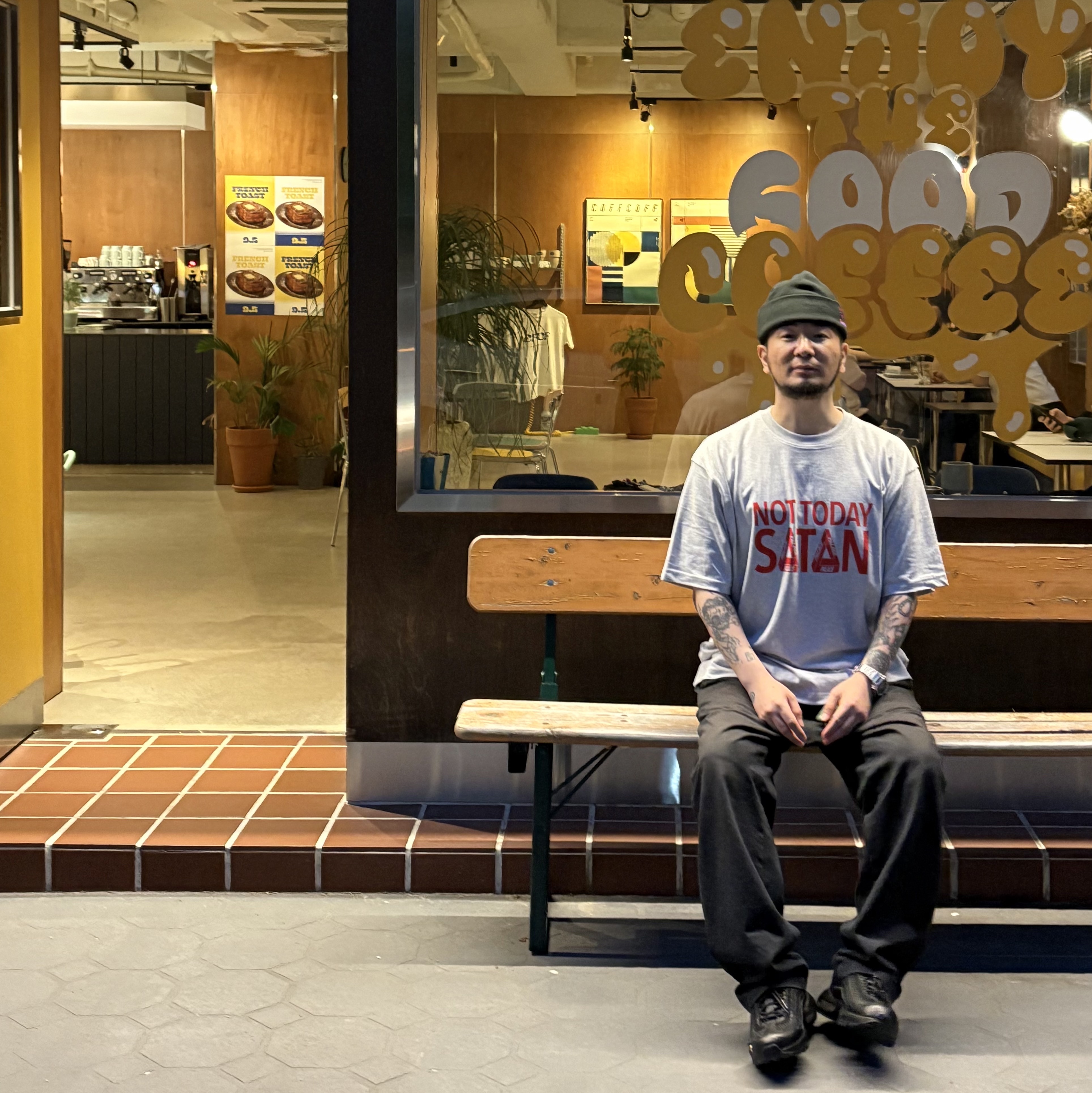 Palace Nicht Today T-Shirt Grey Marl - 24FW 착용 스타일 - 2