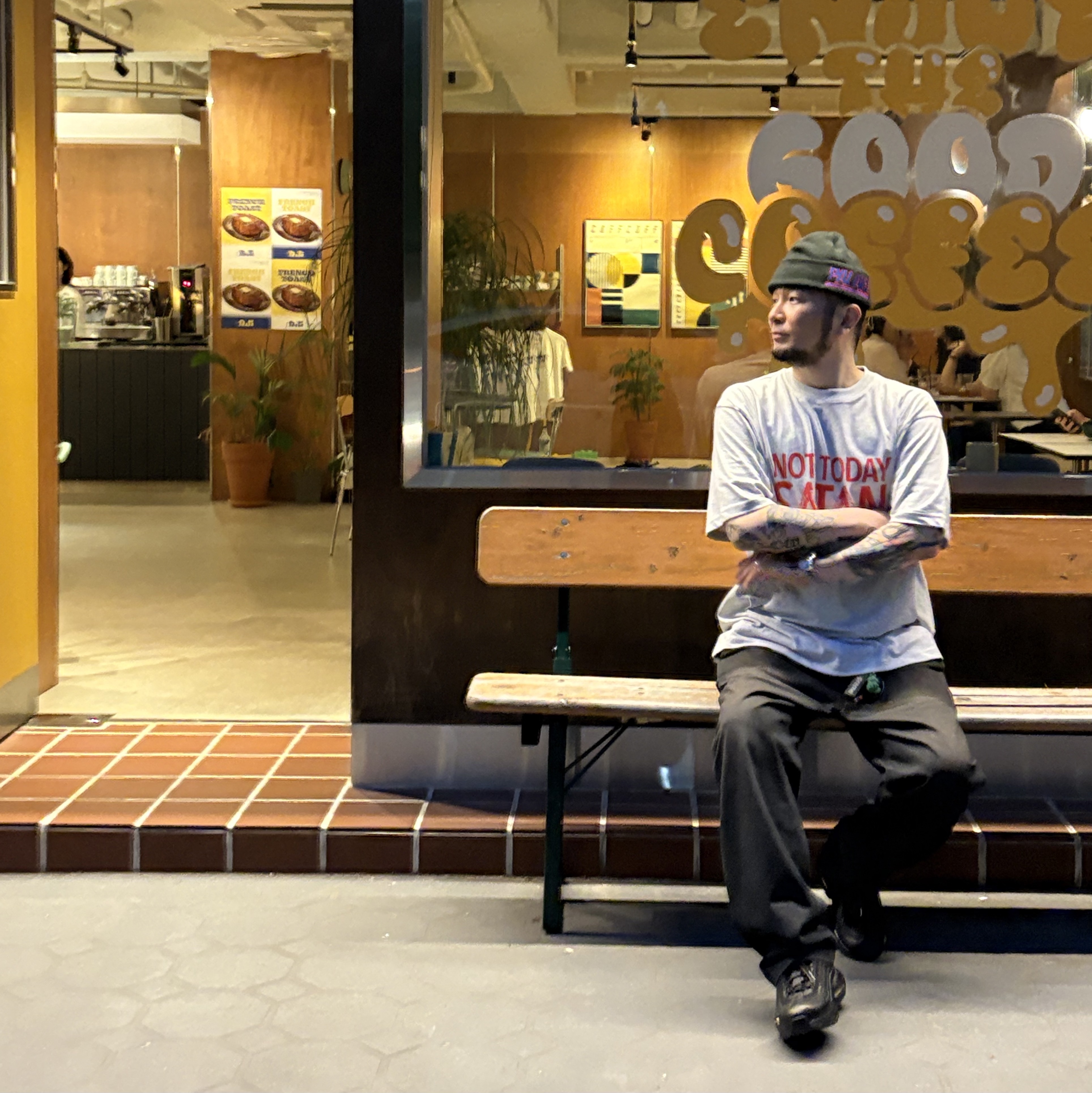 Palace Nicht Today T-Shirt Grey Marl - 24FW 착용 스타일 - 1