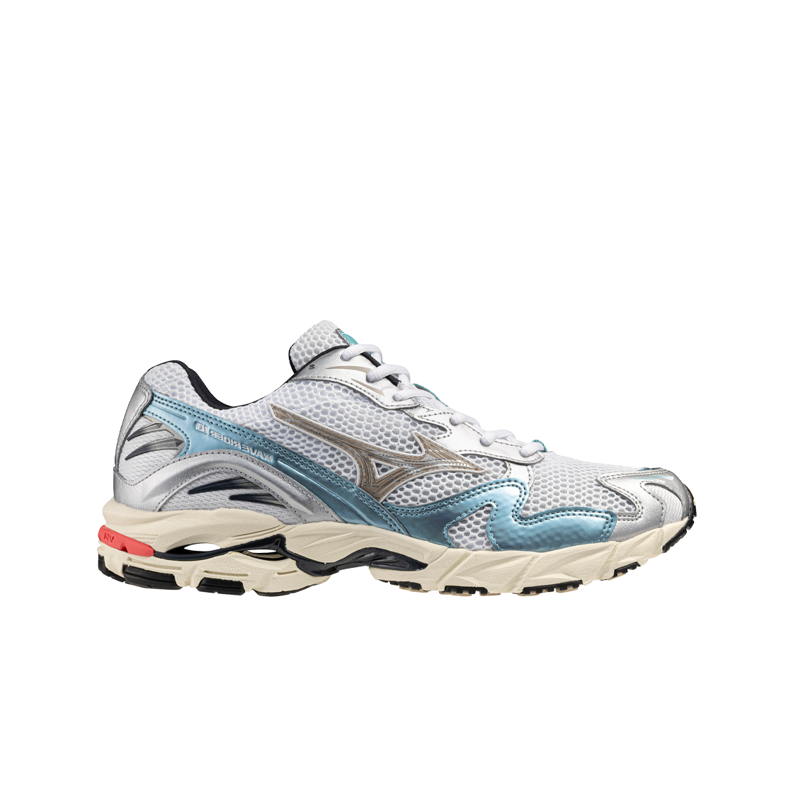 미즈노 웨이브 라이더 10 화이트 빈티지 카키 리프 워터스(Mizuno Wave Rider 10 White Vintage Khaki Reef Waters)
