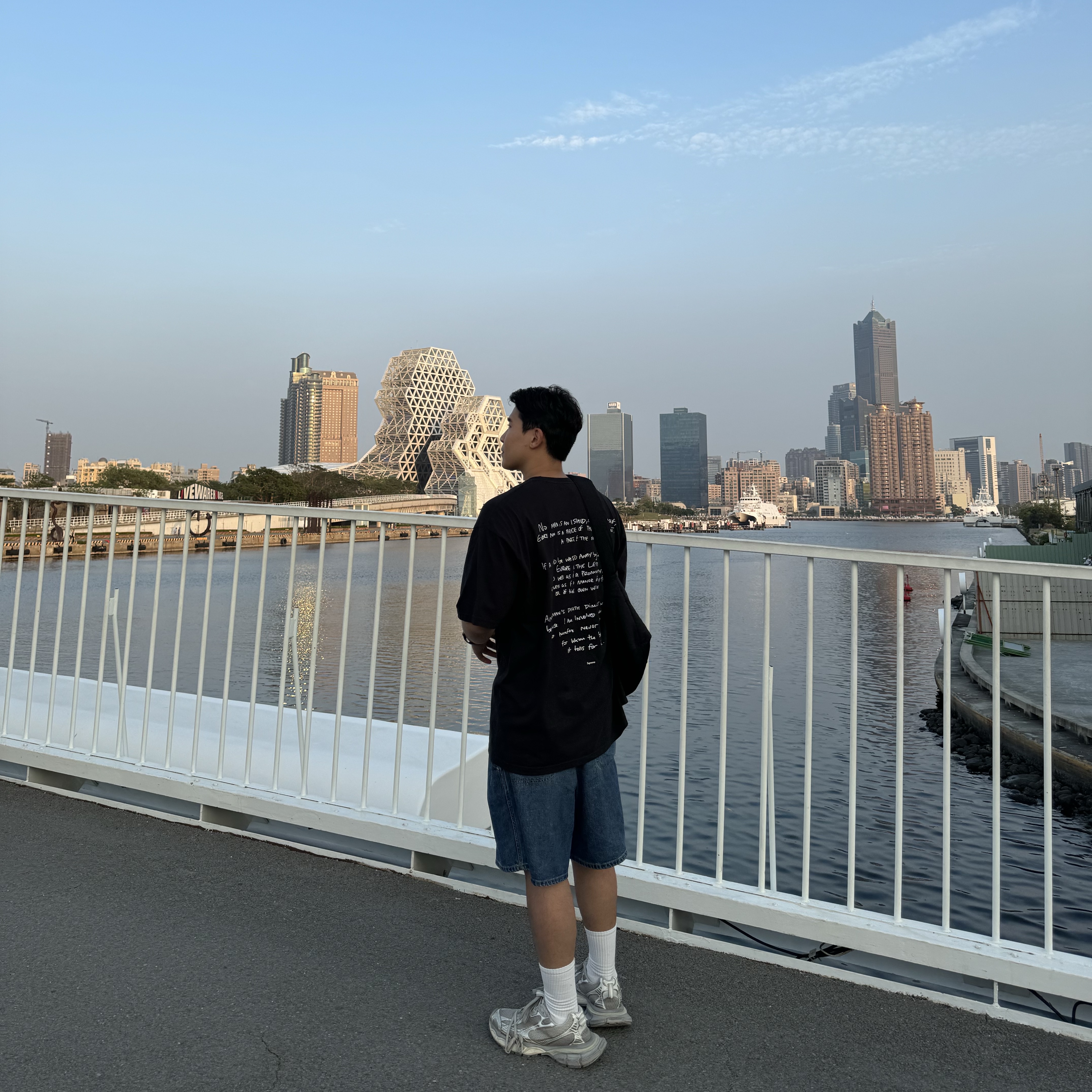 Wooyoungmi Wide Denim Shorts Blue - 22SS, Supreme x Corteiz Rules The World T-Shirt Black - 23FW 착용 스타일