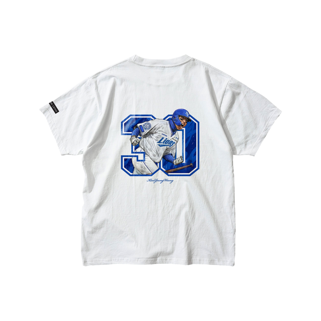 [예약배송] 삼성라이온즈 선수 일러스트 콜라보 티셔츠 김영웅 화이트([예약배송] Samsung Lions Player Illustration T-Shirt KimYoung Woong White)