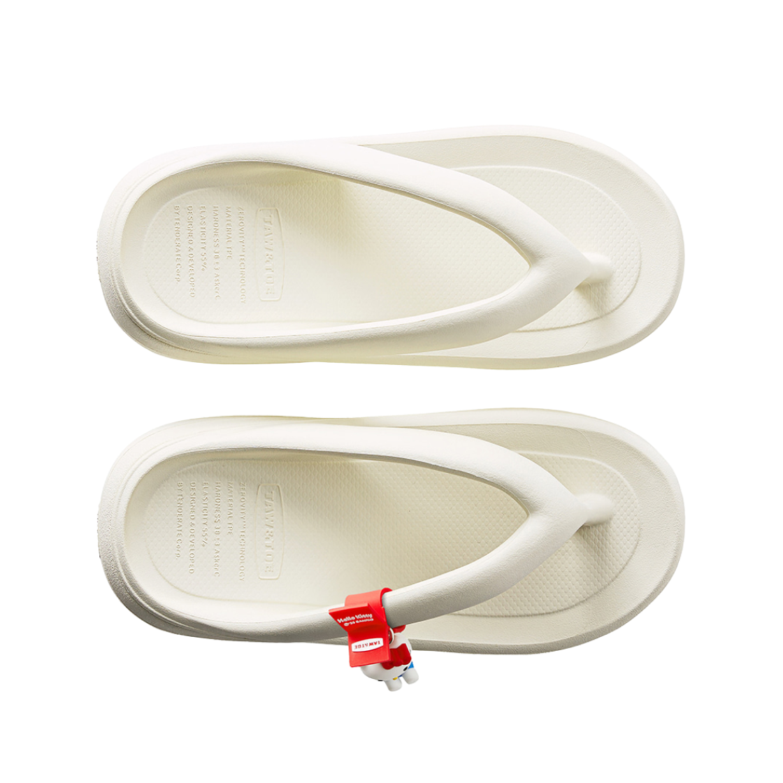 W) 토앤토 x 산리오 플립플랍 제로비티 플럼피 헬로키티 참 태그