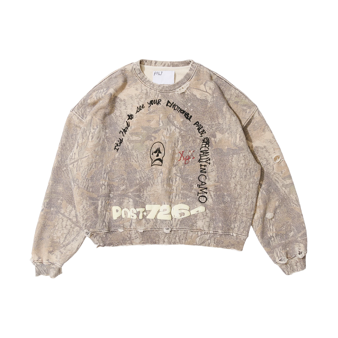 - Paly Hollywood Emotional Pain Crewneck Camo