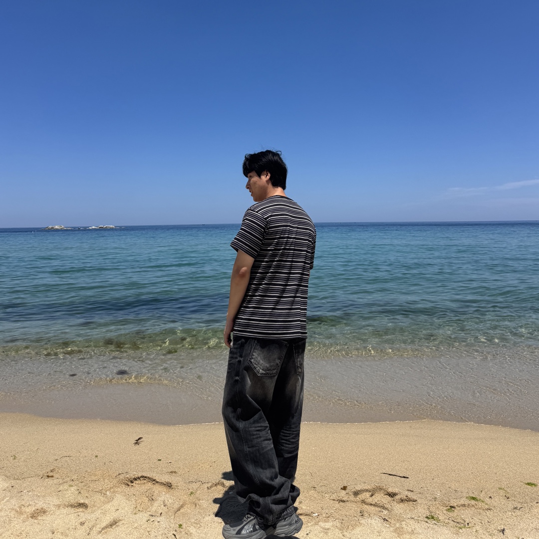 Nonnod Double Pocket Japanese Denim Washed Black 착용 스타일
