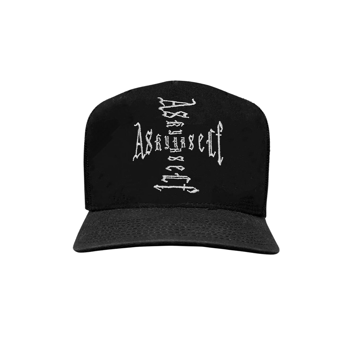 애스크유어셀프 크로스 로고 트러커 캡 블랙(Askyurself Cross Logo Trucker Cap Black)