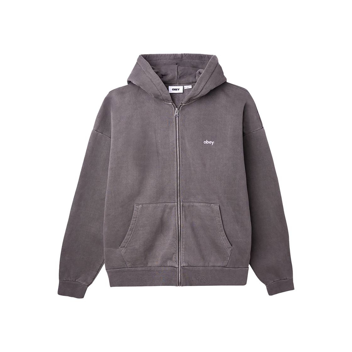 112460019 Obey Lowercase Zip Hood Pigment Digital Black