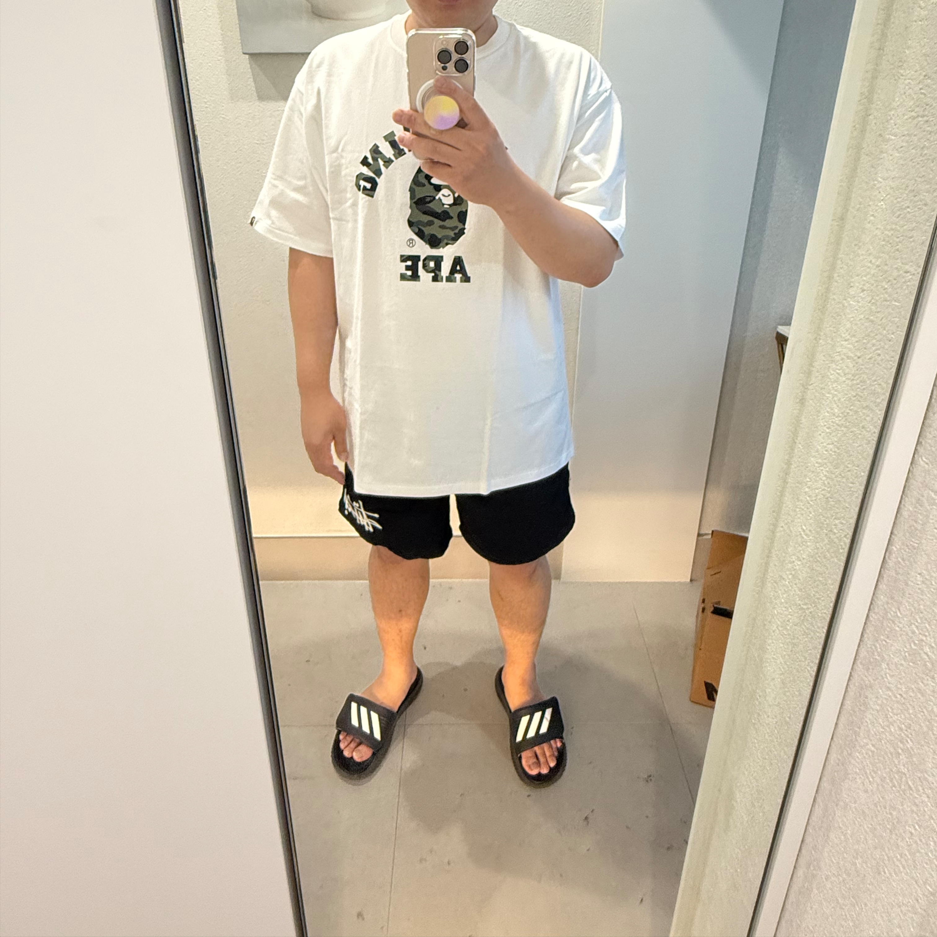 Stussy Big Basic Water Shorts Black 착용 스타일