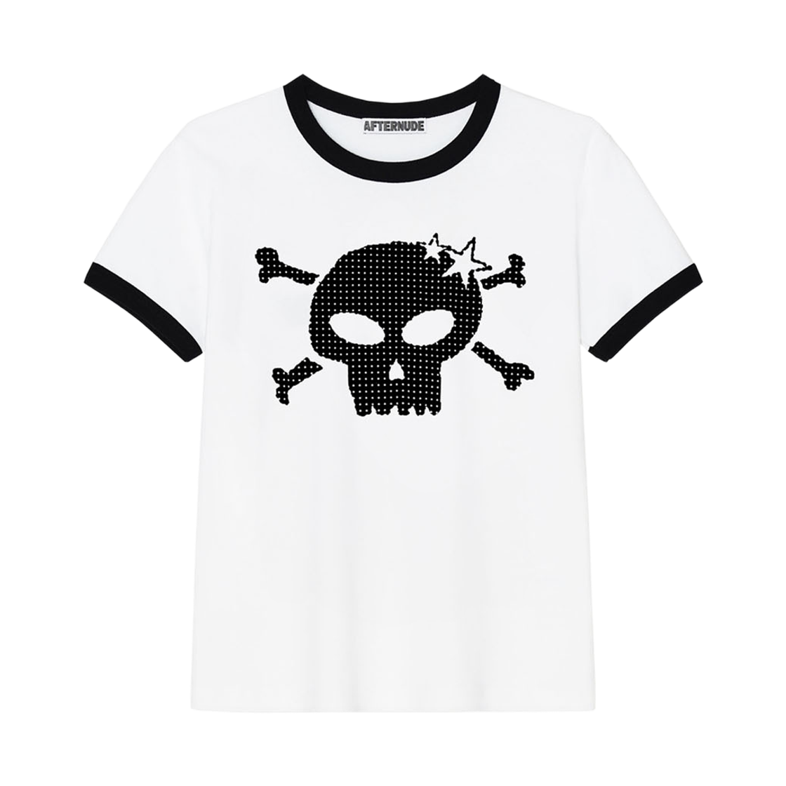 애프터누드 스컬 링거 티 화이트(Afternude Skull Ringer Tee White)