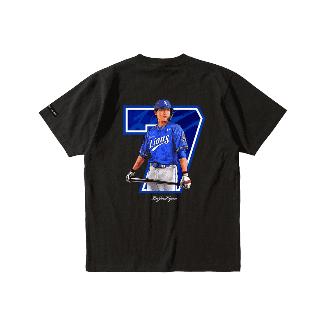[예약배송] 삼성라이온즈 선수 일러스트 콜라보 티셔츠 이재현 블랙([예약배송] Samsung Lions Player Illustration T-Shirt LeeJaeHyun Black)