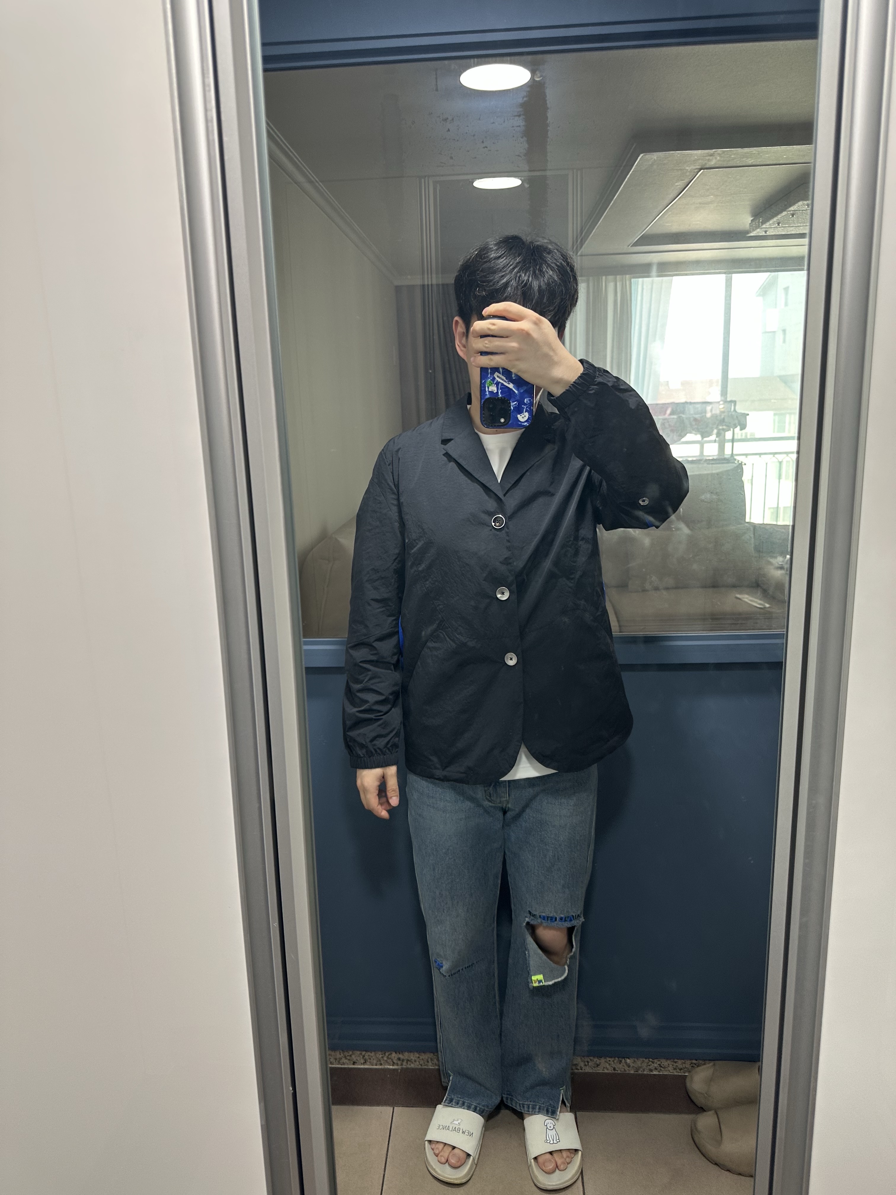 Converse x Ader Error Blazer Jacket Black 착용 스타일