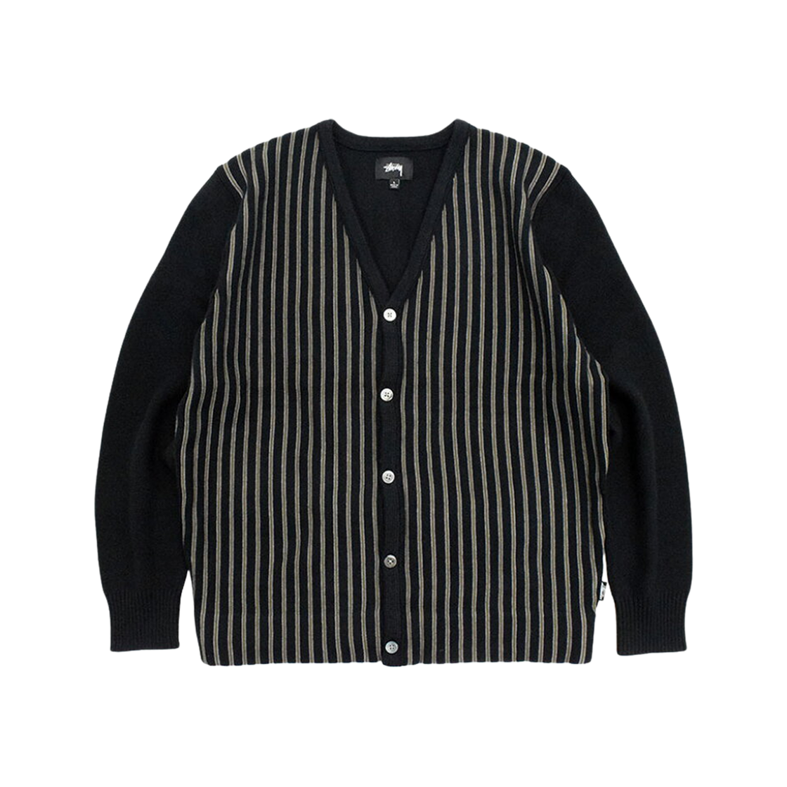 217048 Stussy Stripe Cardigan Black