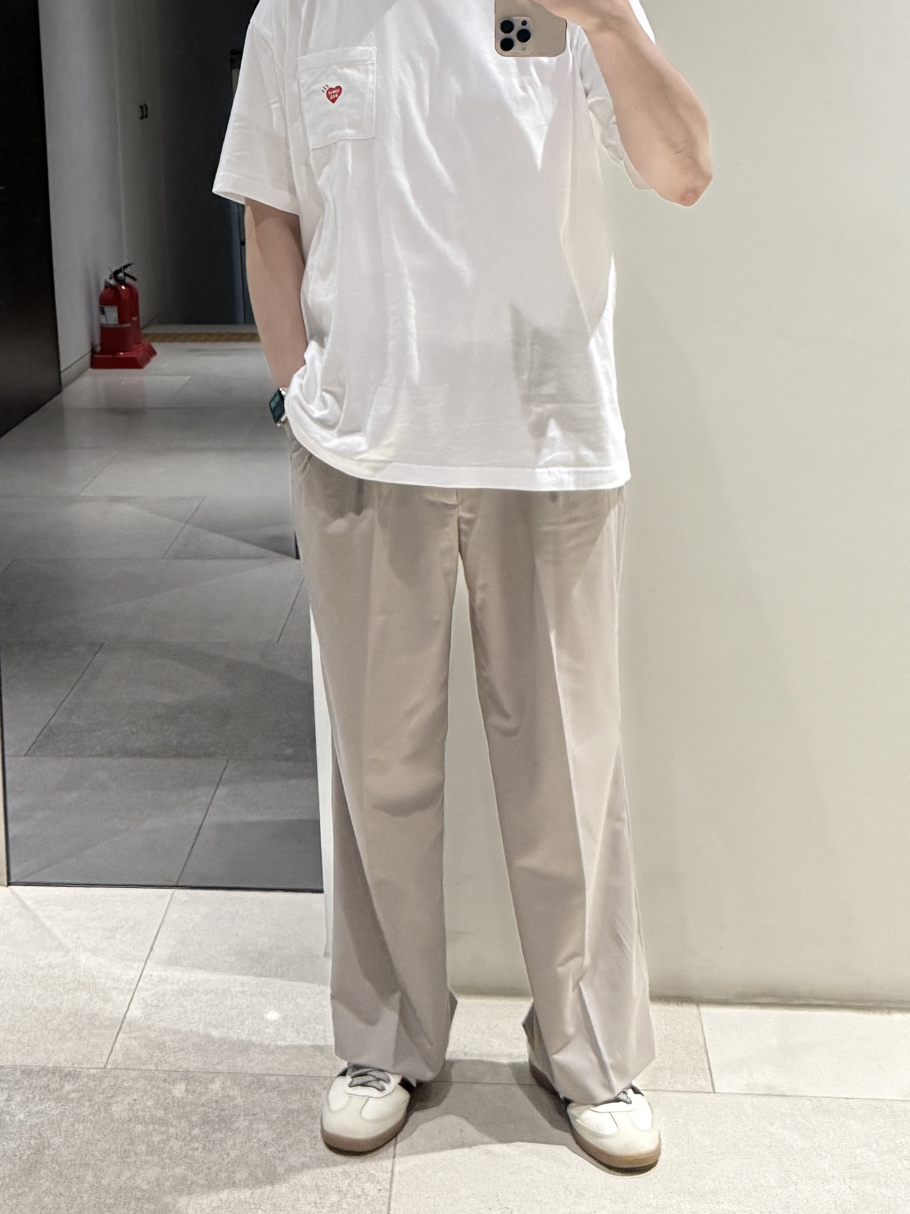Human Made Pocket T-Shirt White Set (3 Pack), (W) Adidas Samba OG Cream White Core Black 착용 스타일