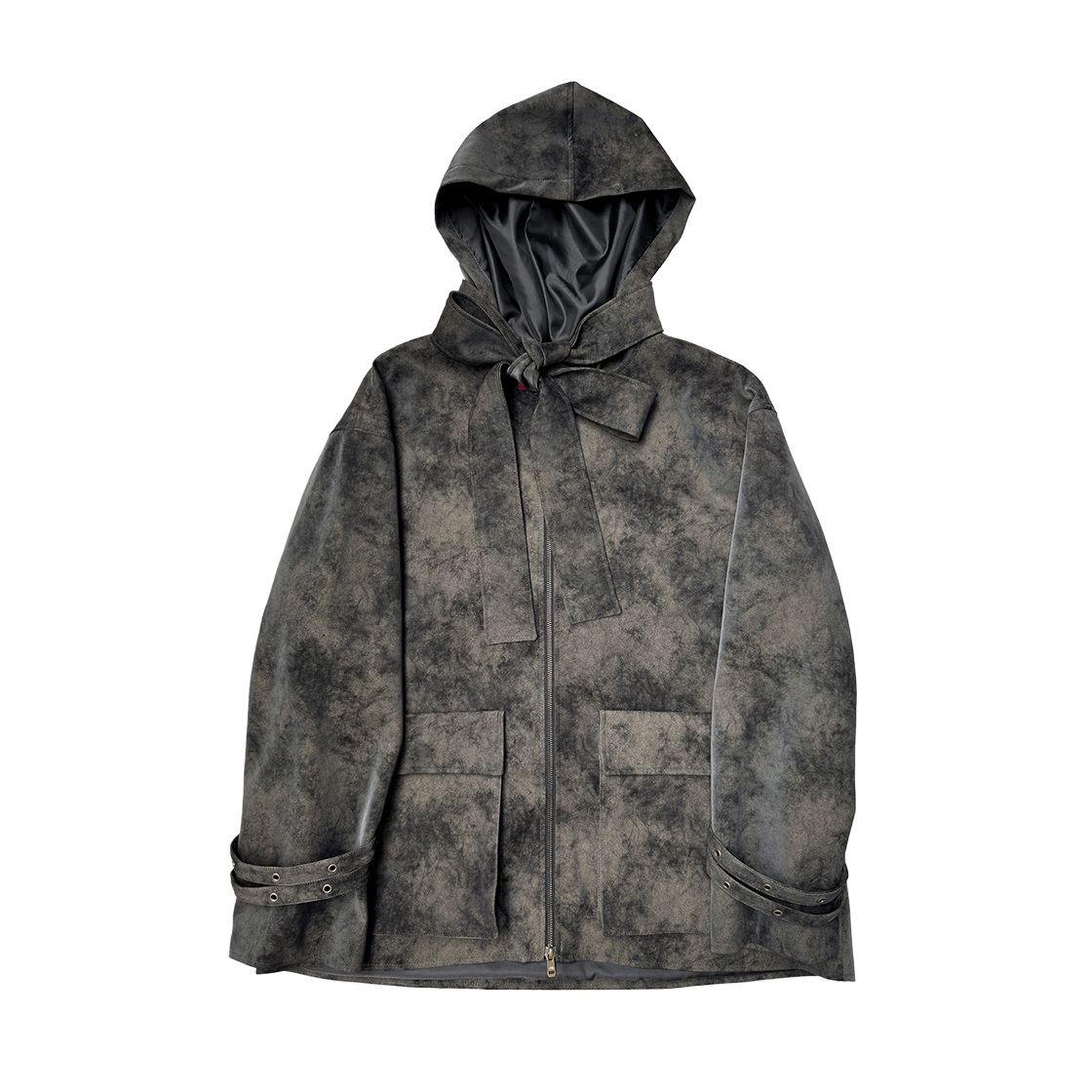 SL24FWJK01KH Still Lethardy Cloudy Leather Hood Jacket Khaki