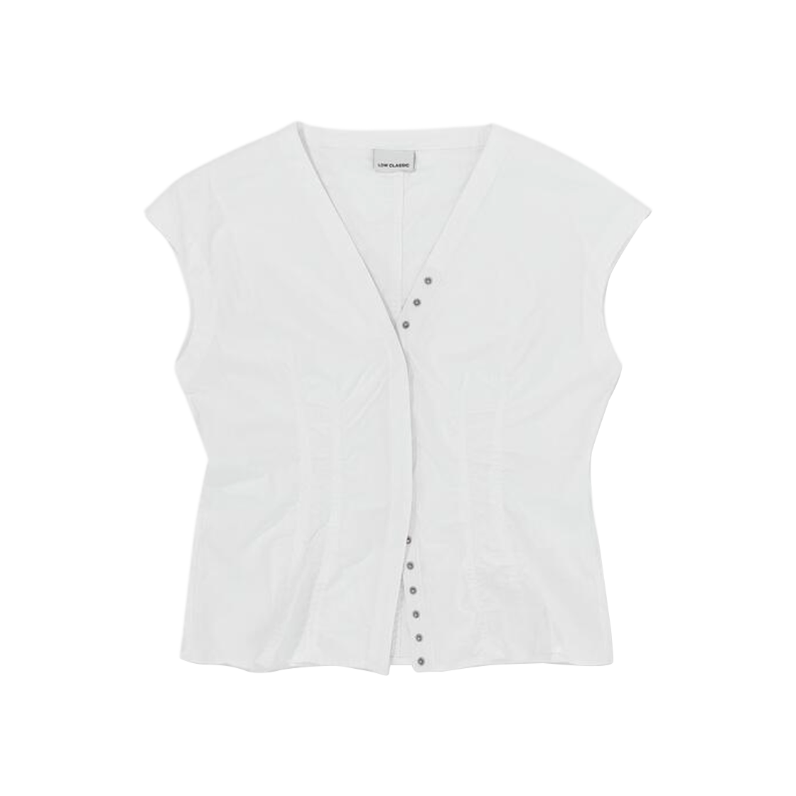 (W) 로우클래식 캡 슬리브 셔츠 화이트((W) Low Classic Cap Sleeve Shirt White)