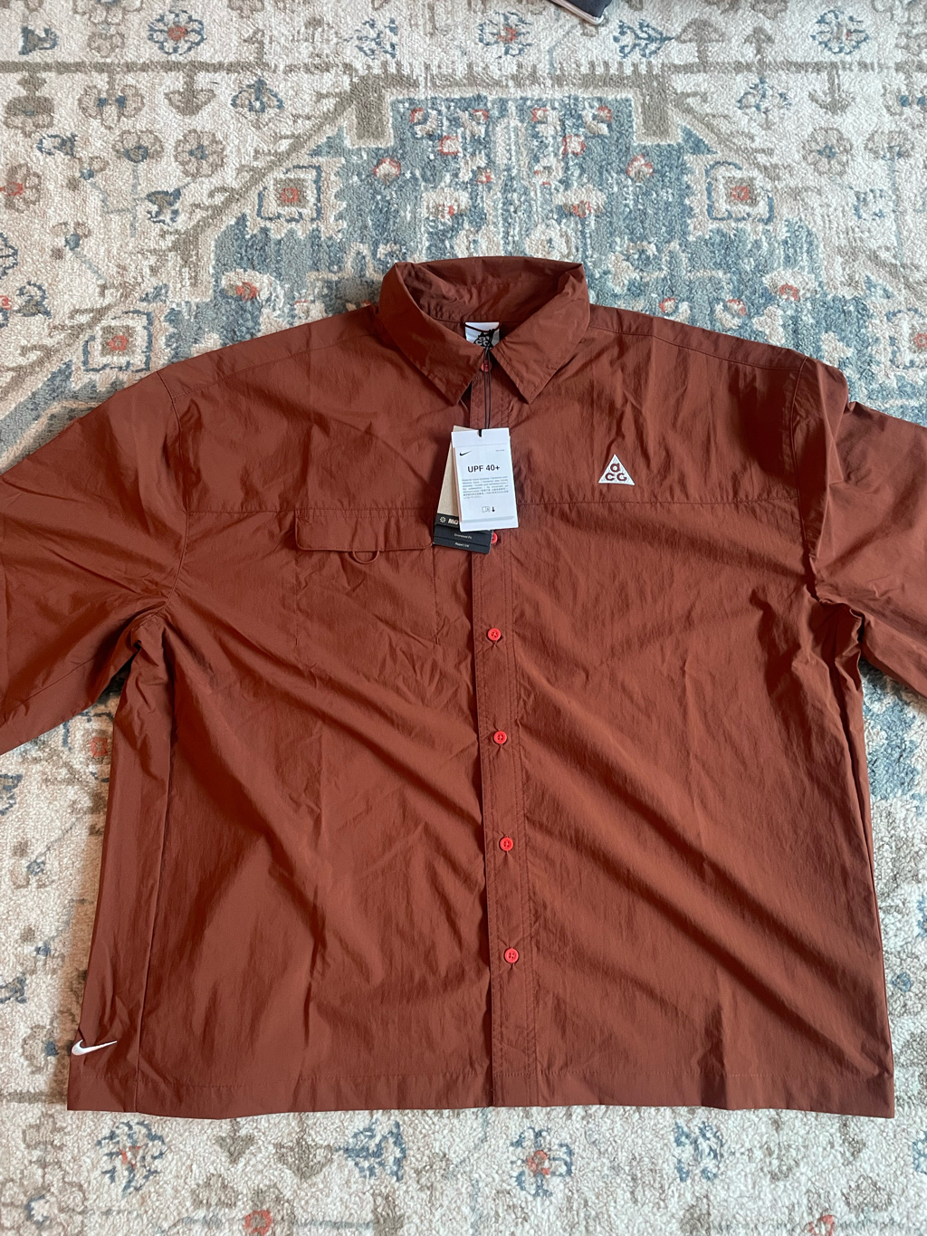 Nike ACG Orb Weaver UV Repel Short Sleeve Shirt Cinnamon Picante Red - Asia 착용 스타일 - 5