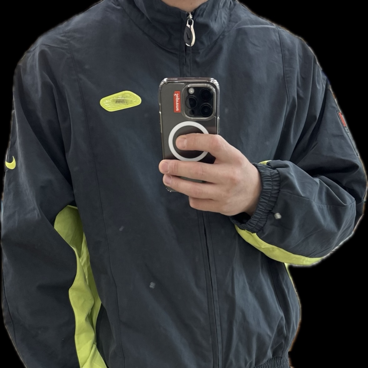 Nike x Patta Track Jacket Black Cyber (HJ0712-010) 착용 스타일 - 1