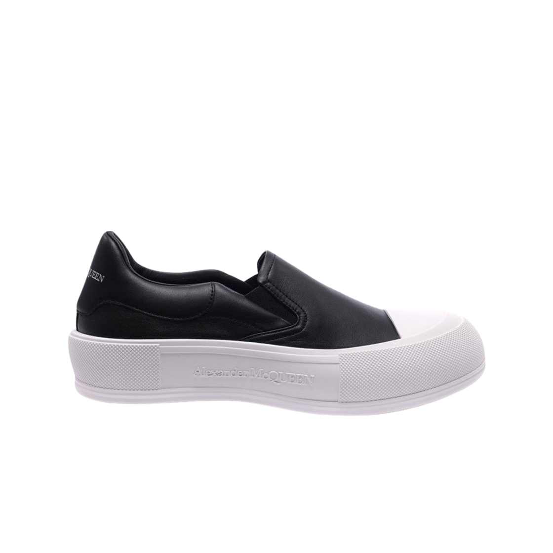 알렉산더 맥퀸 데크 스케이트 플림솔 스니커즈 블랙 화이트(Alexander McQueen Deck Skate Plimsoll Sneakers Black White)
