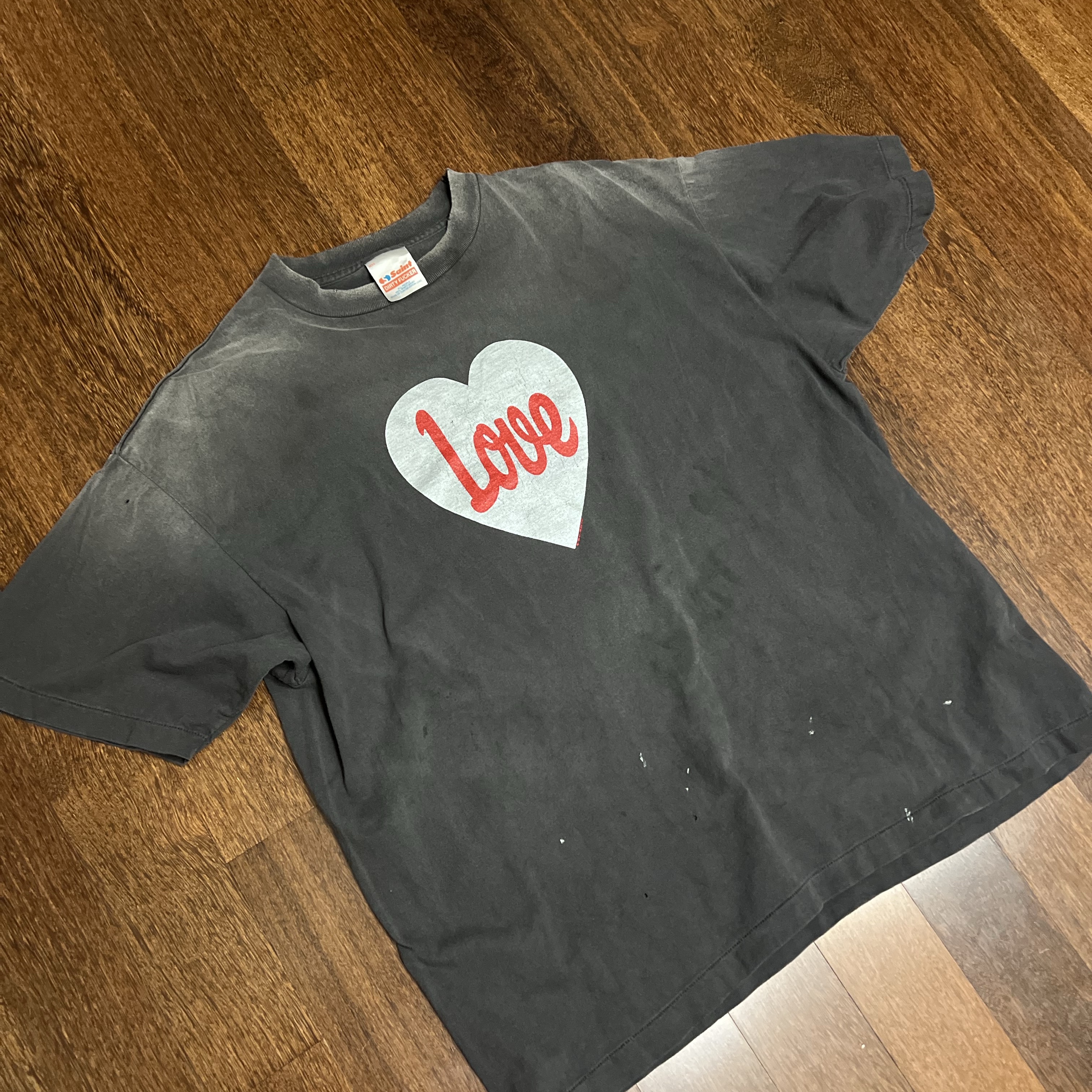 Saint Mxxxxxx Heart Love S/S T-Shirt Black - 25SS 착용 스타일 - 1