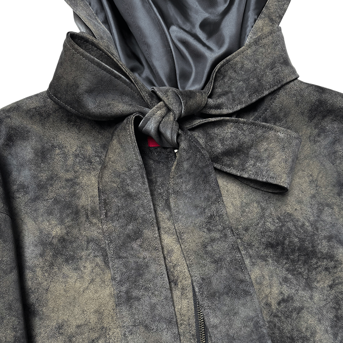 스틸레써디 클라우디 레더 후드 자켓 카키(Still Lethardy Cloudy Leather Hood Jacket Khaki) - 2