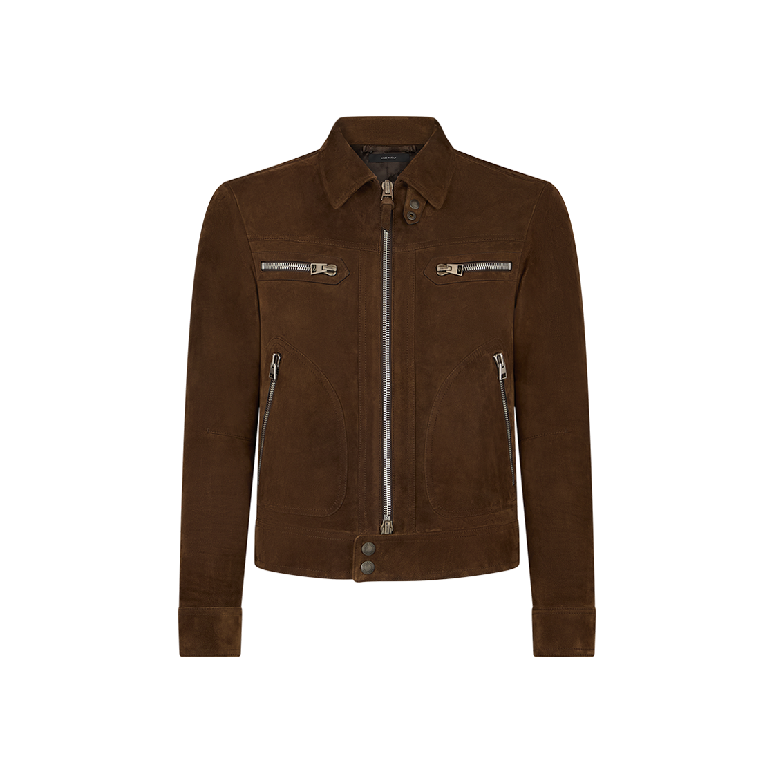 LBS076-LMS030-FG645 Tom Ford Suede Four Pocket Zip Blouson Dark Olive