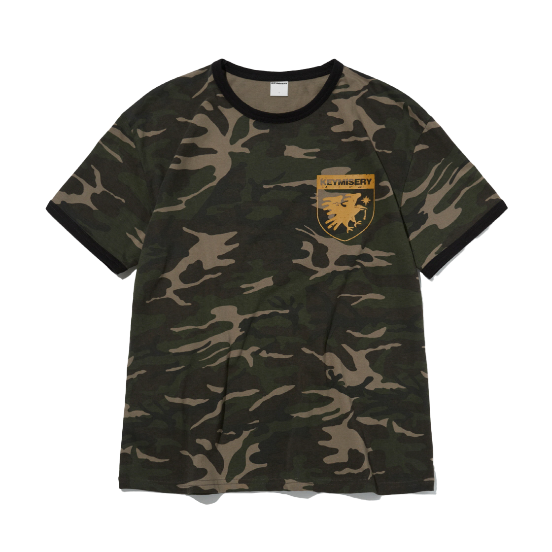 KAU3TS01-CMO Keymisery Crow Key's Crop Ringer T-Shirt Camo