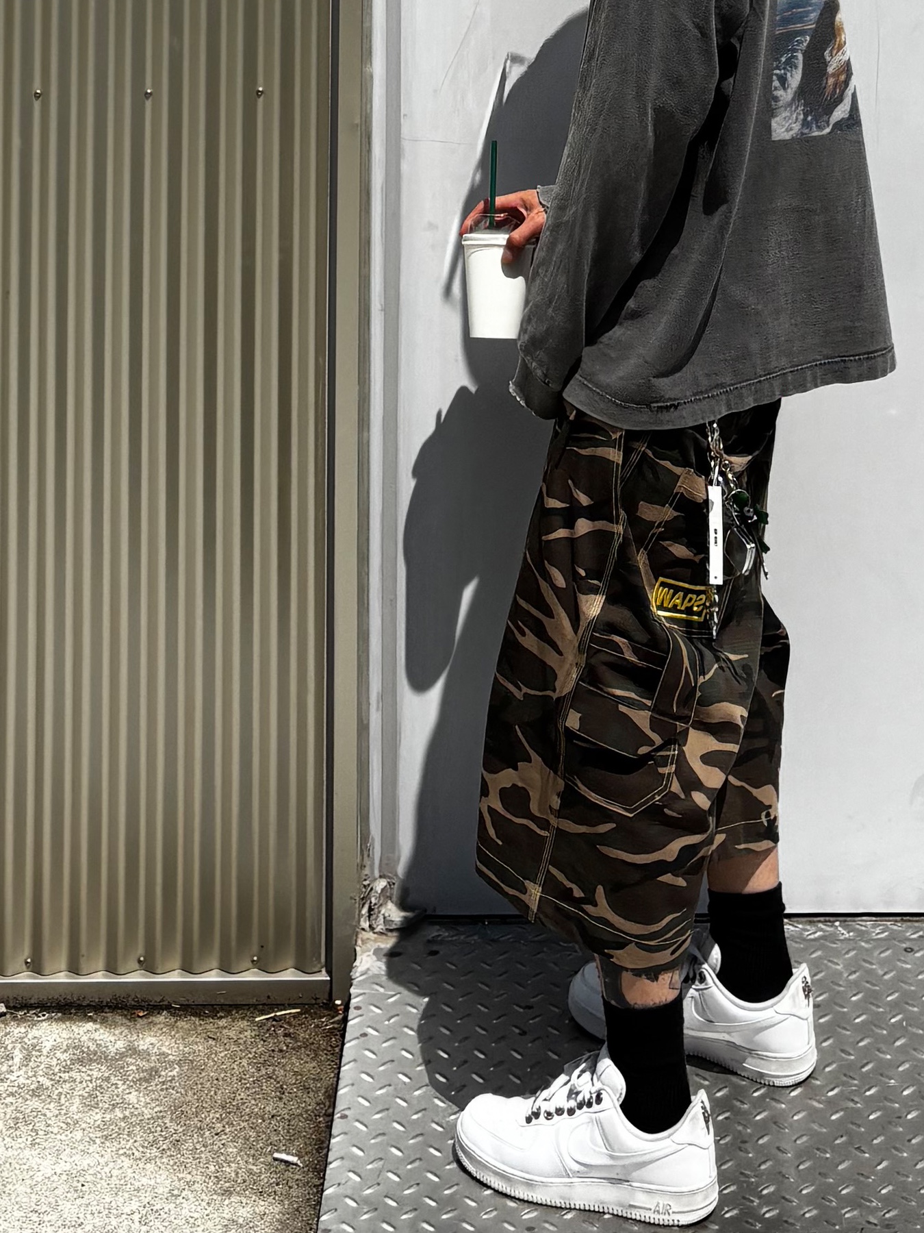 Wapworks Easy 3T Work Bermuda Pants Camo, Nike Air Force 1 '07 Low White 착용 스타일 - 4
