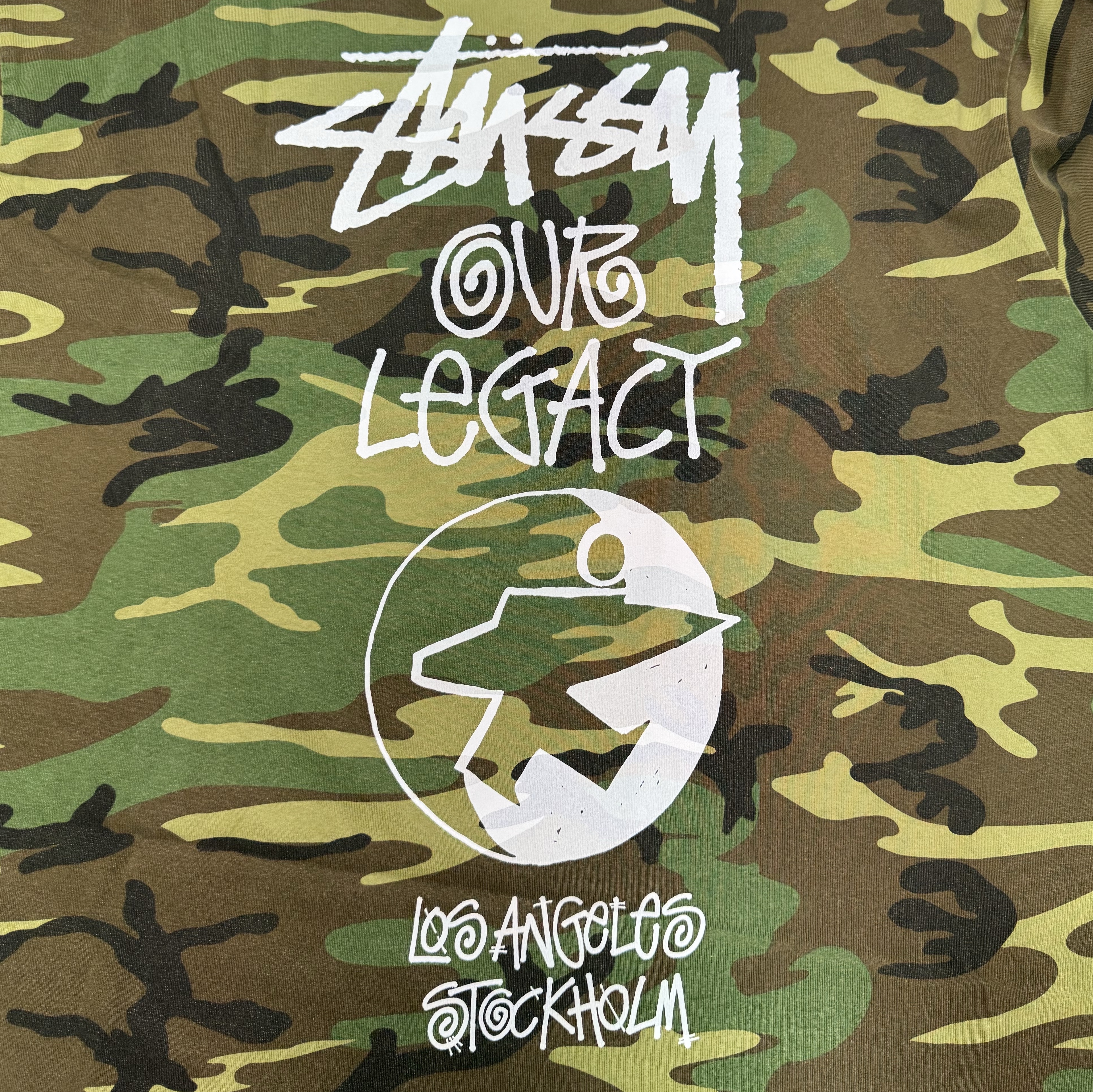 Stussy x Our Legacy Work Shop Surfman Pigment Dyed T-Shirt Camo 착용 스타일 - 1