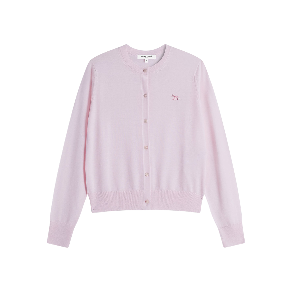 (W) 메종 키츠네 베이비 폭스 패치 레귤러 가디건 페일 핑크((W) Maison Kitsune Baby Fox Patch Regular Cardigan Pale Pink) - 1