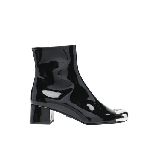 (W) Prada Patent Leather Ankle Boots Black