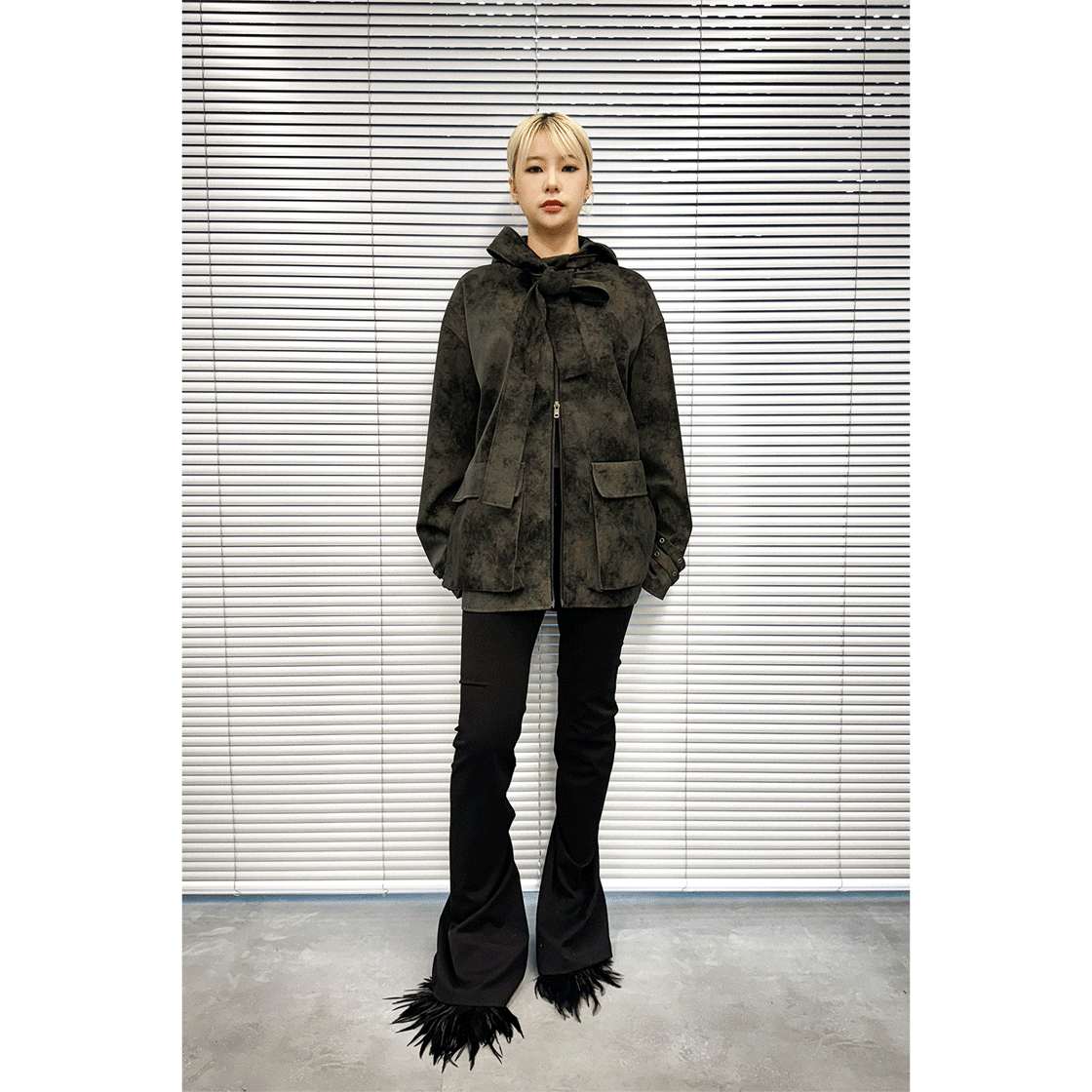 스틸레써디 클라우디 레더 후드 자켓 카키(Still Lethardy Cloudy Leather Hood Jacket Khaki) - 4