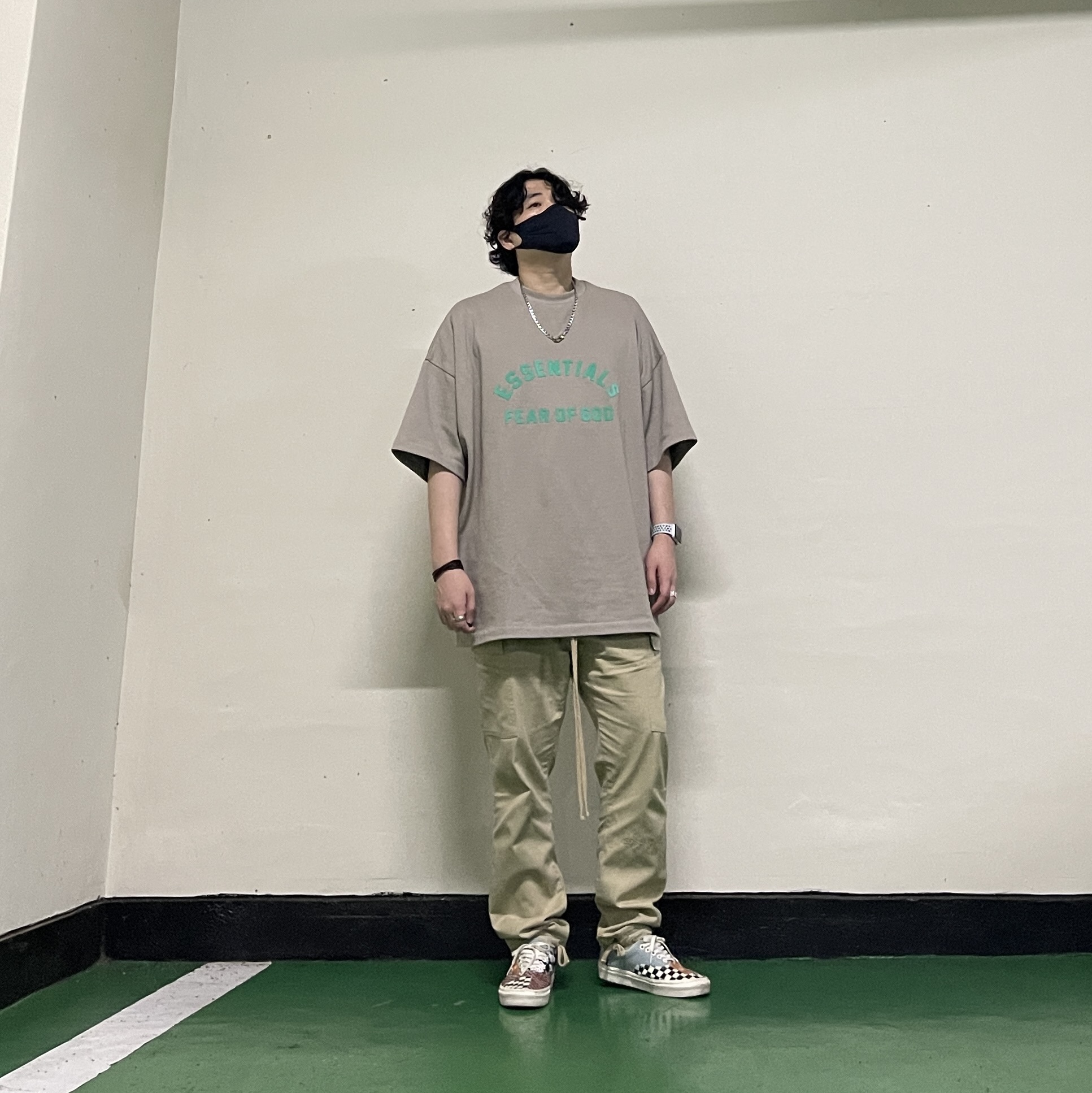 Essentials Heavy Jersey Crewneck T-Shirt Seal - 24SS, Vans Era Tiger Patchwork 착용 스타일 - 2