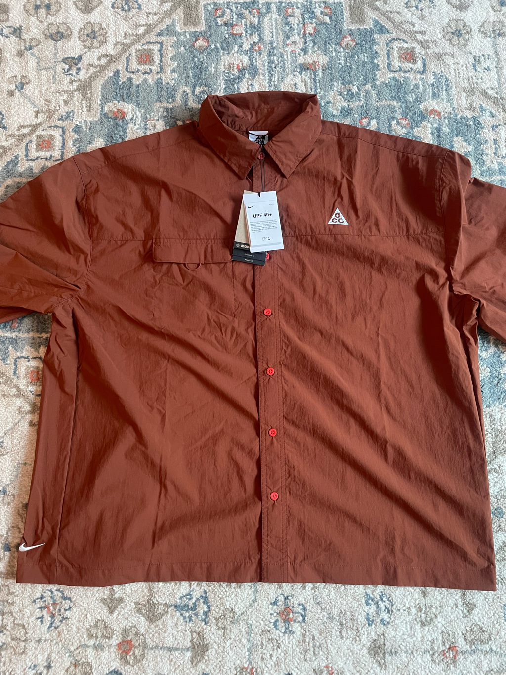 Nike ACG Orb Weaver UV Repel Short Sleeve Shirt Cinnamon Picante Red - Asia 착용 스타일 - 1