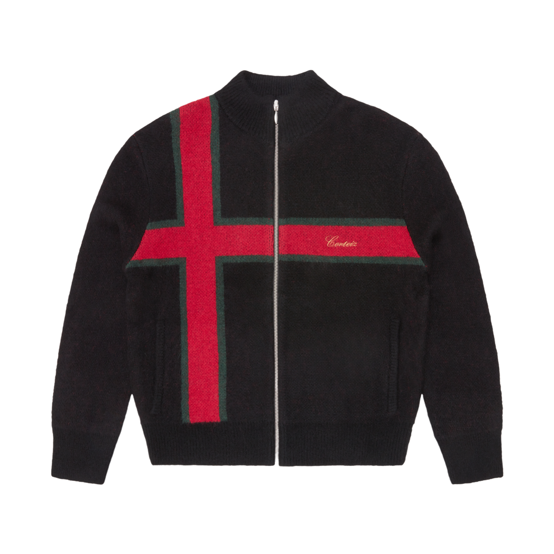 코르테이즈 럭스 니트 집업 블랙(Corteiz Lux Knit Zip Up Black)