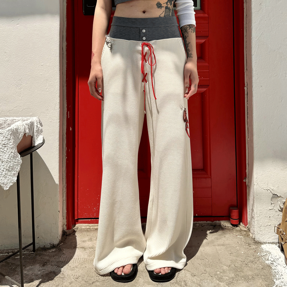 스틸레써디 투톤 웨이스트 와플 팬츠 아이보리(Still Lethardy Two-Tone Waist Waffle Pants Ivory) - 3